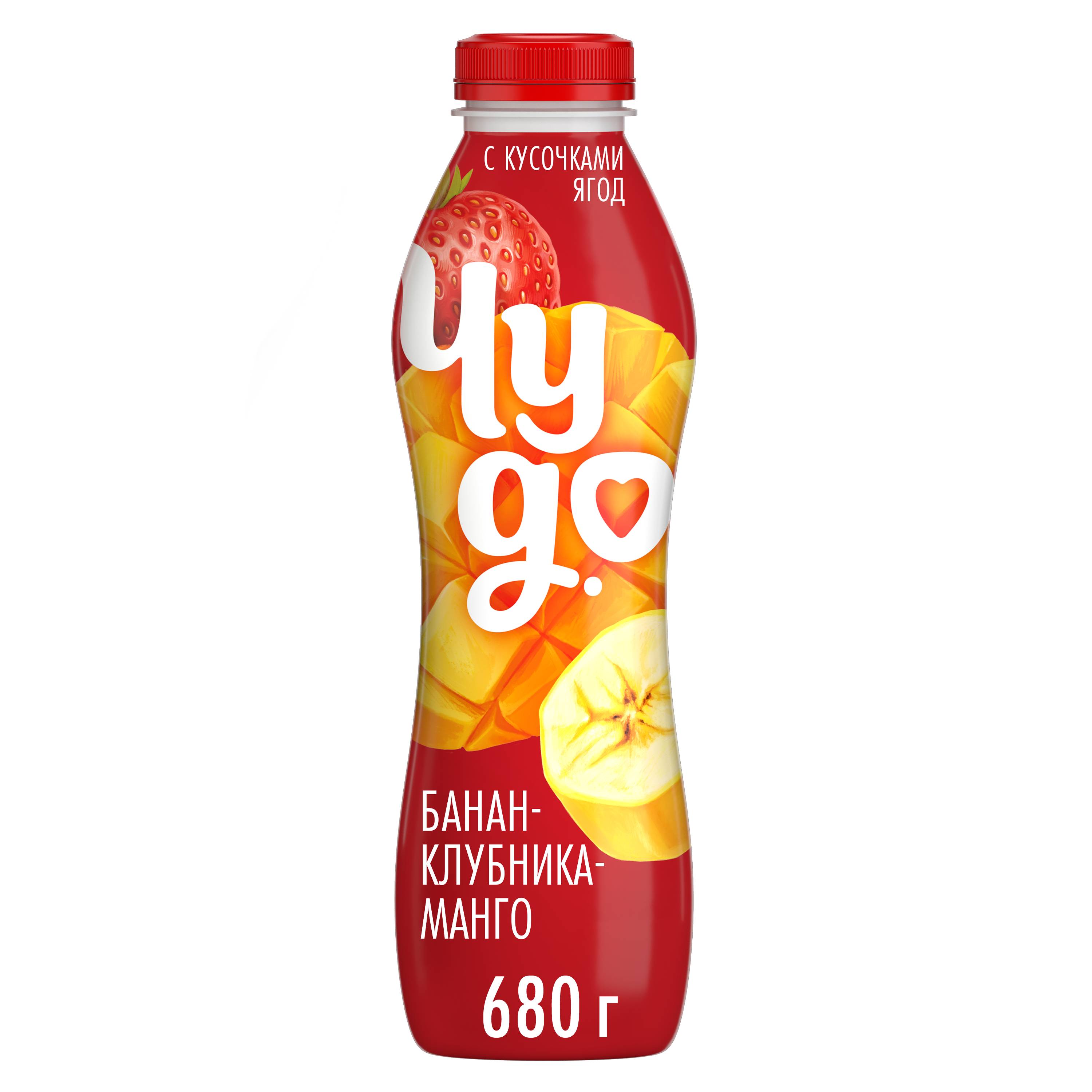 

Йогурт питьевой Чудо со вкусом Банан-клубника-манго 1.9% 680 г