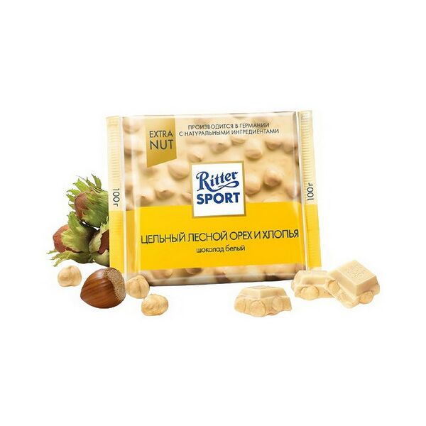 Шоколад бел Ritter Sport Nut Selection с цельн обжар орехом 100г