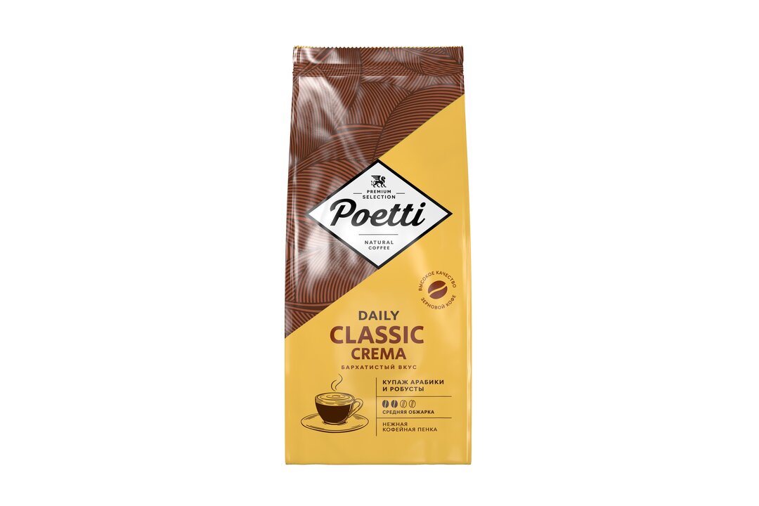 

Кофе в зернах Poetti Daily Classic Crema Арабика, робуста средняя обжарка 1 кг