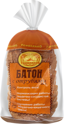 

Батон Тагилхлеб с отрубями высший сорт, нарезка
