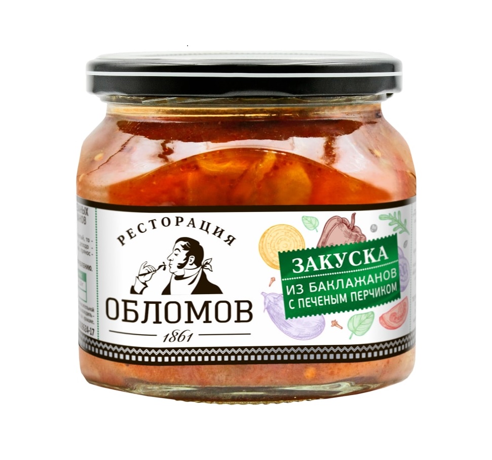 

Закуска из баклажанов Ресторация Обломов с печёным перчиком 420 г