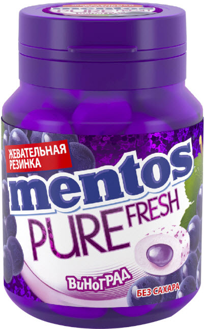 

Жевательная резинка Mentos Pure Fresh Виноград без сахара 54 г