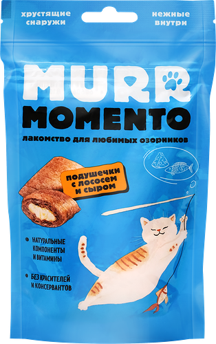 Лакомство для кошек Murr Momento Подушечки с лососем и сыром 60 г