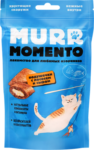 

Лакомство для кошек Murr Momento Подушечки с лососем и сыром 60 г