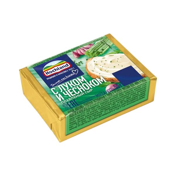Сыр плавл пастообразный HOCHLAND ЛУК С ЧЕСНОКОМ жир 35% блочки 50г