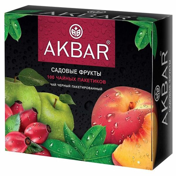 Чай черный Акбар Садовые фрукты 100 пакетиков