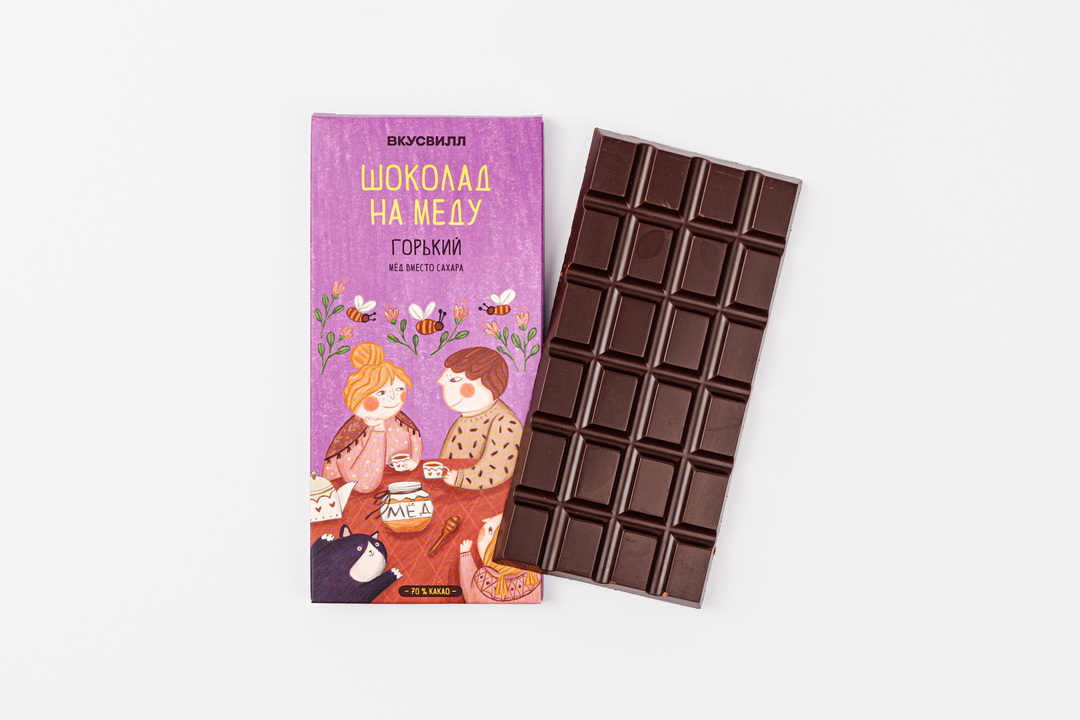 

Шоколад на меду горький 70% какао 70 г