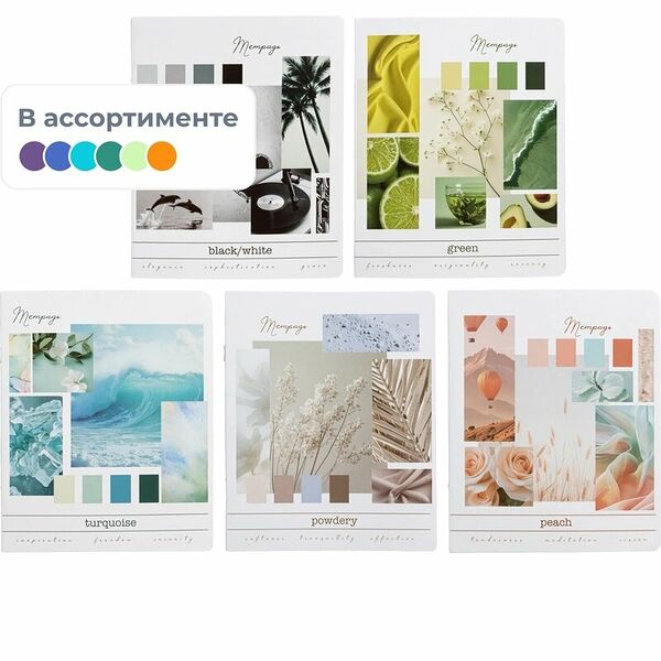 Тетрадь Феникс+ 48 л коллаж А5+ клетка мягкий переплёт в ассортименте