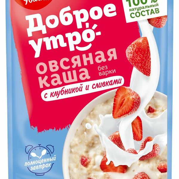 Каша Увелка Овсяная Клубника со вкусом сливок 40г