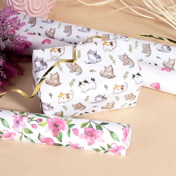 Бумага упаковочная, 62х200 см, в ассортименте