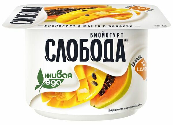 Биойогурт Слобода с манго и папайей 2.9% 125 г