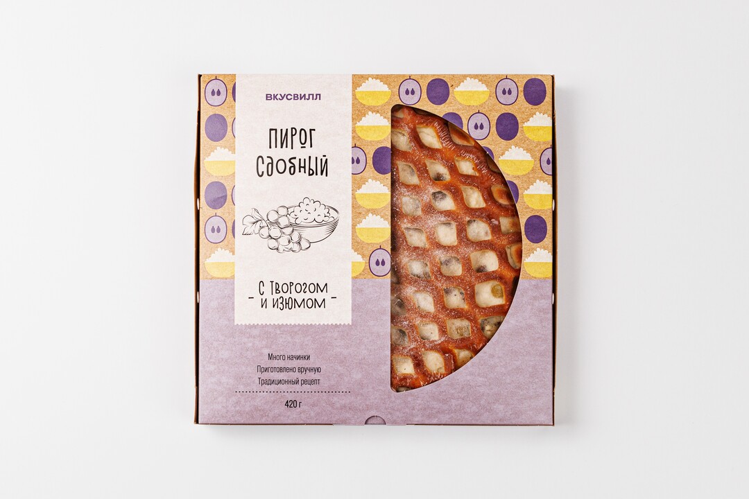 

Пирог ВкусВилл сдобный с творогом и изюмом 420 г