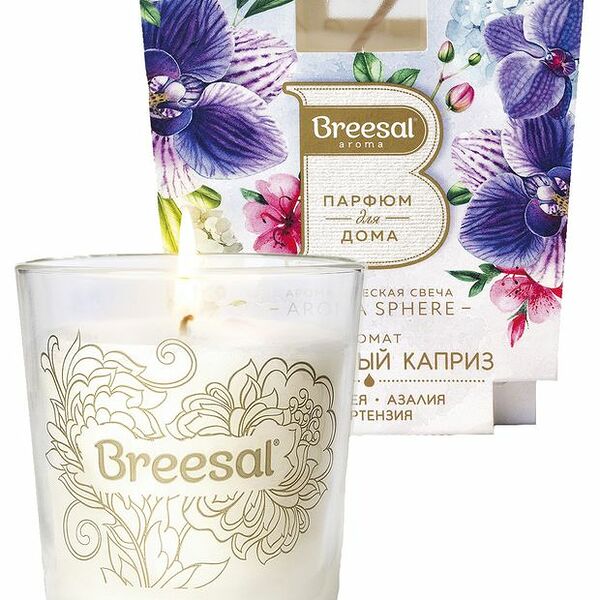 Свеча ароматическая Breesal Цветочный каприз Орхидея-азалия-гортензия