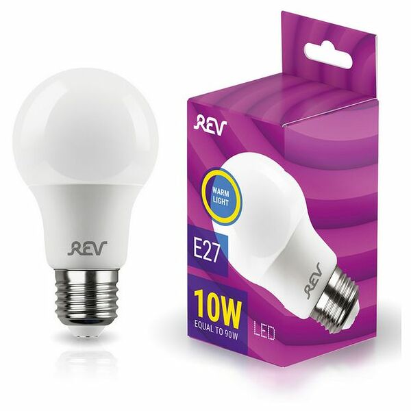 Лампа светодиодная REV E27 2700К теплый свет, груша, 10 Вт