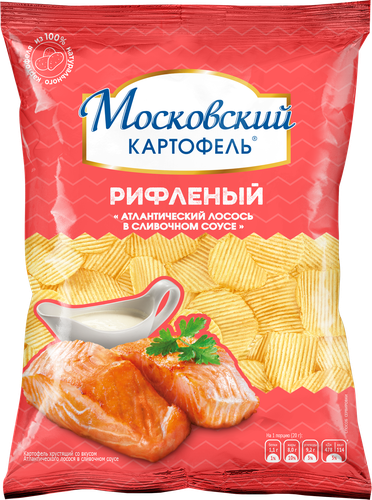 

Чипсы Московский картофель Рифленые Атлантический лосось в сливочном соусе 120 г