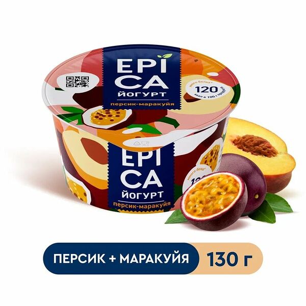 Йогурт Персик-Маракуйя Epica 4,8%, 130 г