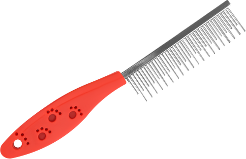 

Расческа для животных Лента 18x3 см металлическая, разнозубая, в ассортименте