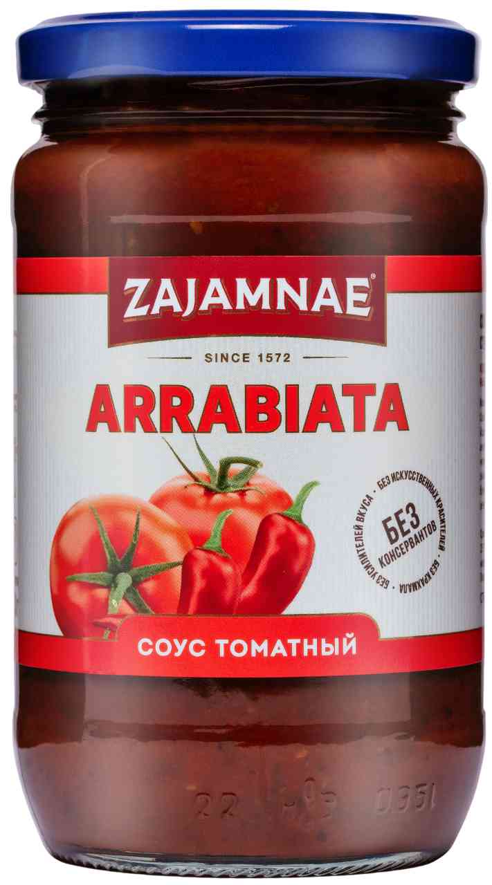 

Соус томатный Zajamnae Arrabiata стерилизованый 370 г