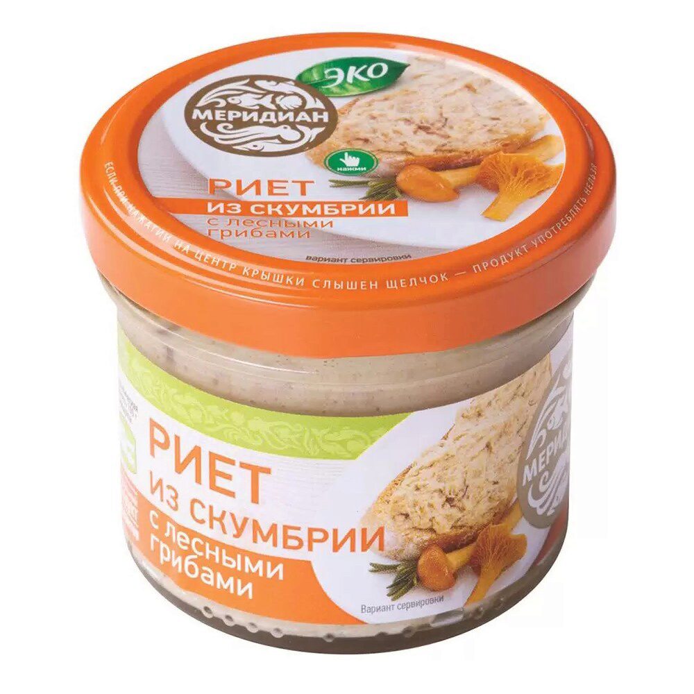 

Риет из скумбрии Меридиан с лесными грибами 100 г