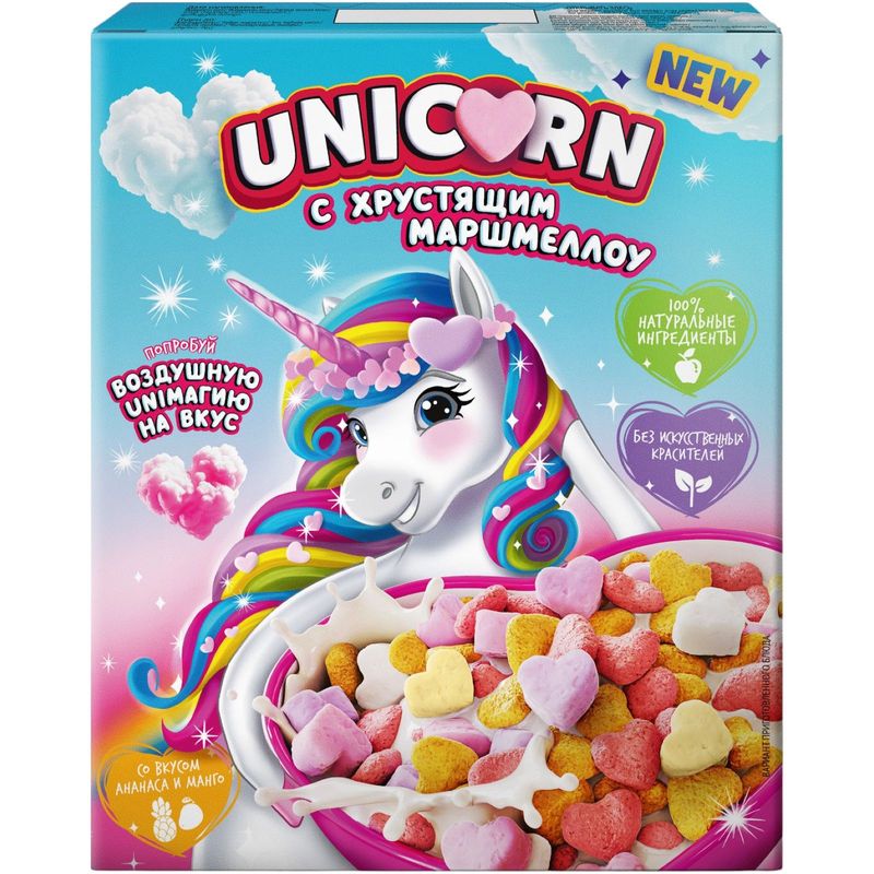 

Хлопья Unicorn с хрустящим маршмеллоу Манго, ананас 160 г