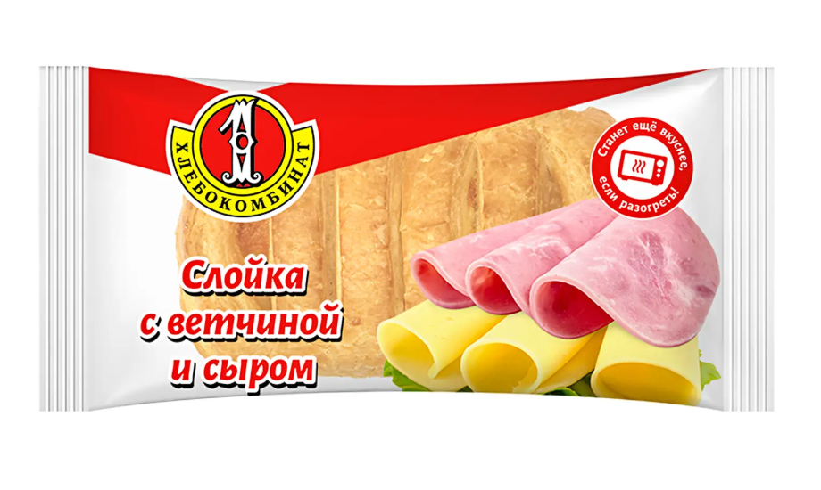 

Слойка Первый хлебокомбинат с ветчиной и сыром 90 г