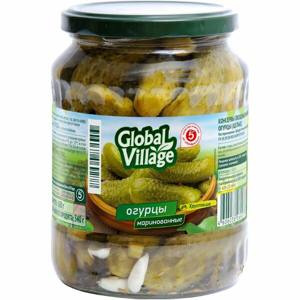 Огурцы Global Village целые маринованные 720 мл