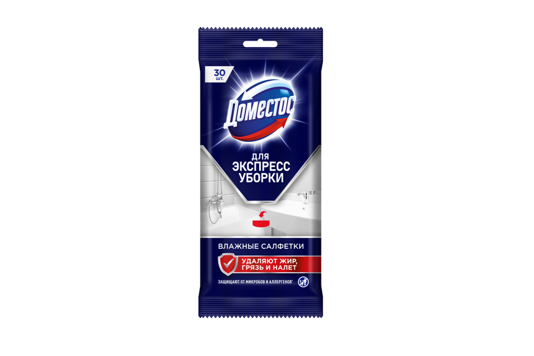 

Салфетки влажные Domestos Антибактериальные для очищения поверхностей 30 шт