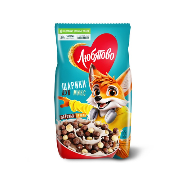 Готовый завтрак ЛЮБЯТОВО Дуо Микс Шарики шоколадные, 200 г