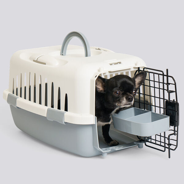 Переноска Rurri для кошек и собак мелких пород, кроликов и крупных грызунов, серая 48х32х26 см