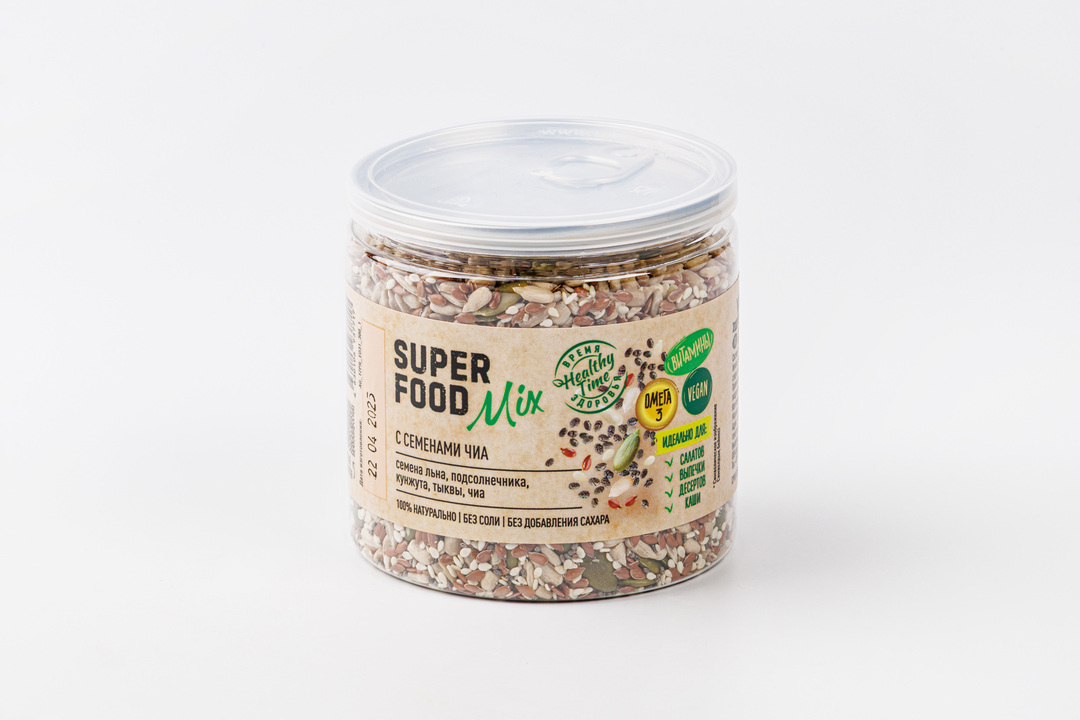 

Смесь Superfood mix Семена подсолнечника, тыквы, льна, кунжута, чиа 300 г