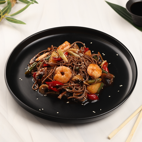 

Креветки в кисло-сладком соусе WOK с гречневой лапшой, 400 г