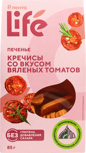 

Печенье Bezglutini Кречисы со вкусом вяленых томатов, без глютена и сахара 85 г