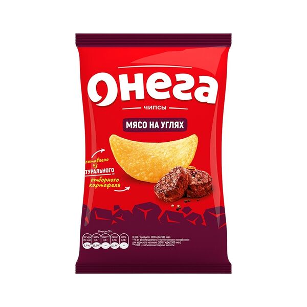 Чипсы из сырого картофеля Онега со вкусом мяса на углях 