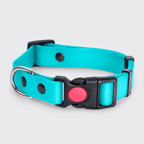 Ошейник из биотана с фастексом, 20мм, обхват шеи 30-42см, матовый, аквамарин