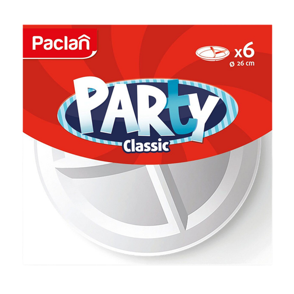 Тарелка Paclan Party одноразовая белая 26 см 6 шт