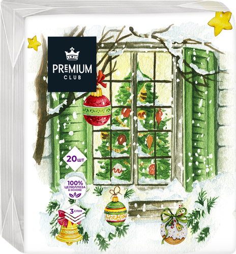

Салфетки бумажные Premium Club Елочки 3-слоя 33 х 33 см 20 шт., дизайн в ассортименте