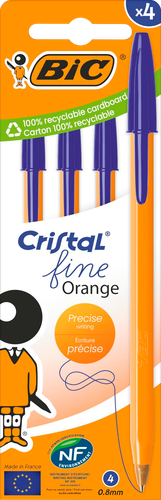 

Ручка шариковая Bic Cristal Fine Orange синяя 4 шт