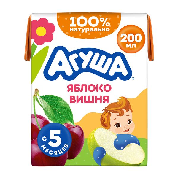 Сок детский Агуша Яблоко-вишня с 5 месяцев 200 мл