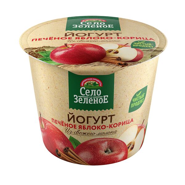 Йогурт Село Зелёное Печеное яблоко и корица 3,5%, без змж, 120 г