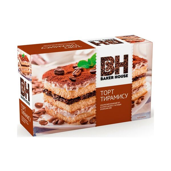 Торт бисквитный Тирамису Бэйкер Хаус вес 350г РОССИЯ