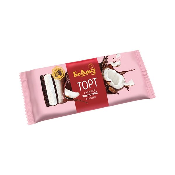 Торт c творогом с нач кокосовой в глаз 24% в полим пл 200г