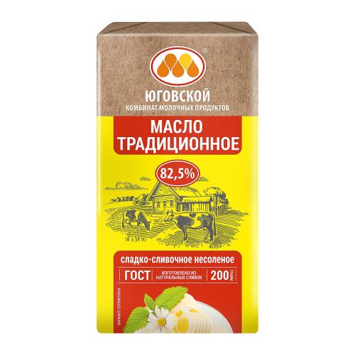 

Масло Юговской КМП сладко-сливочное Традиционное несоленое ГОСТ в/с 82.5% 200 г