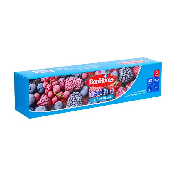 Пакеты для хранения и заморозки продуктов, BonHome, 40 шт.