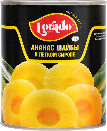 

Ананас Lorado шайбы в легком сиропе 820 г