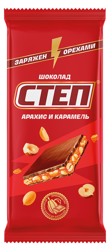 

Шоколад молочный Степ с арахисом и карамелью 80 г