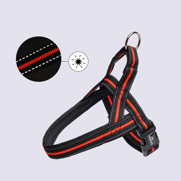 Шлейка Rungo Norway со светоотражающей полоской, черная с оранжевым 30-50 см x 35 мм 