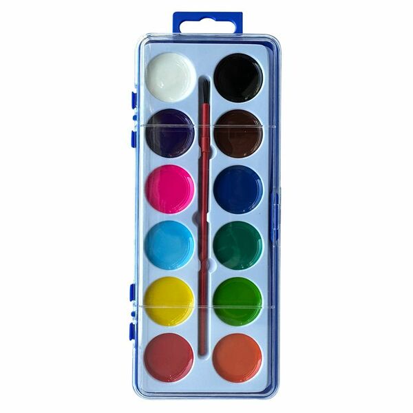 Набор Краски акварельные с кистью из полимерного материала 12 цветов