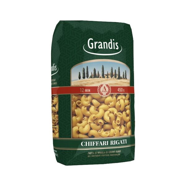 Макаронные изделия Grandis Рожки рифленые высший сорт гр А вес 450г