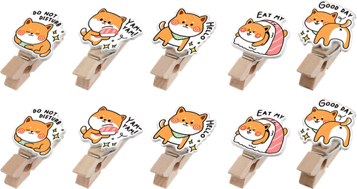 

Зажимы для бумаги Meshu 7 мм, Funny dogs, 10 шт., деревянные