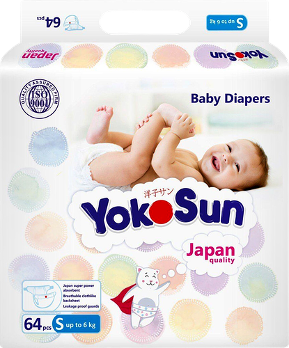 Детские подгузники YokoSun S до 6 кг 64 шт.